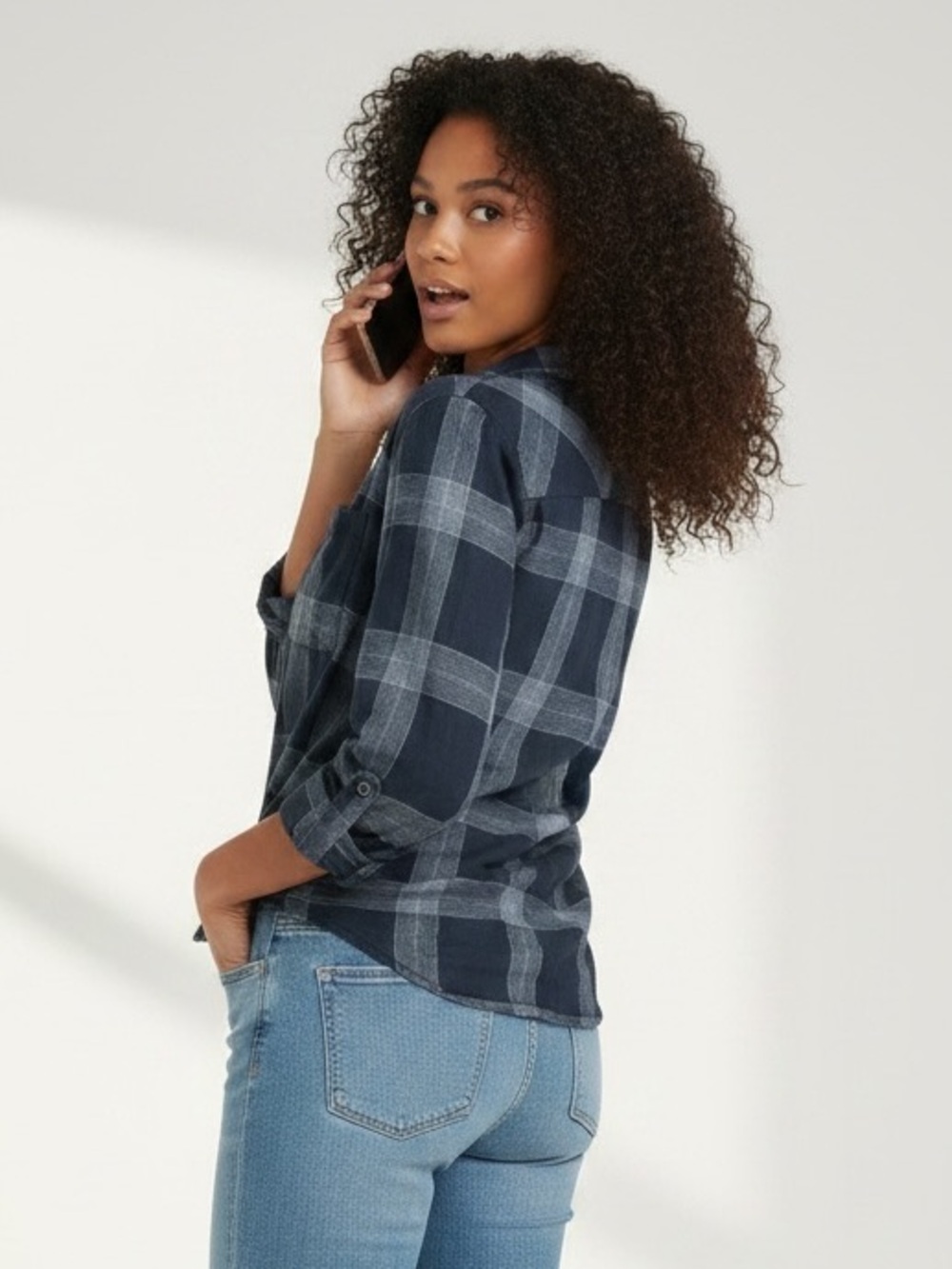 Anthropologie Cloth & Stone Plaid Top - Picture 2 of 7